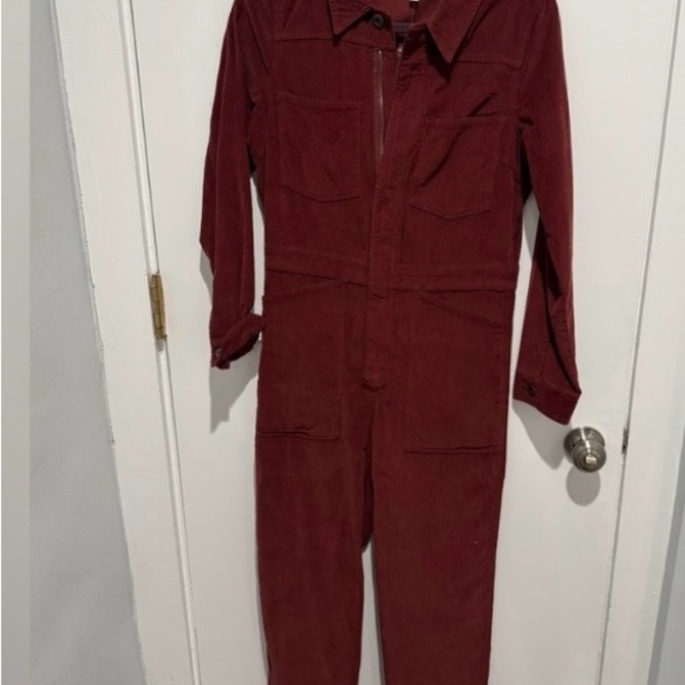 Madewell Women's Burgundy Jumpsuit size large corduroy